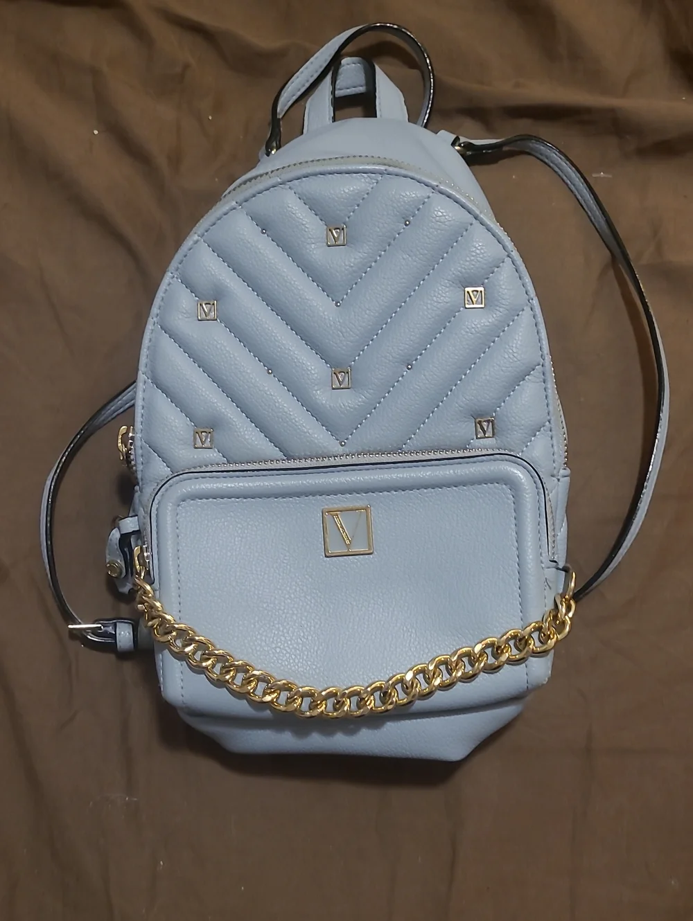 Victoria Secret Powder Blue Quilted Mini Backpack No Callouts
